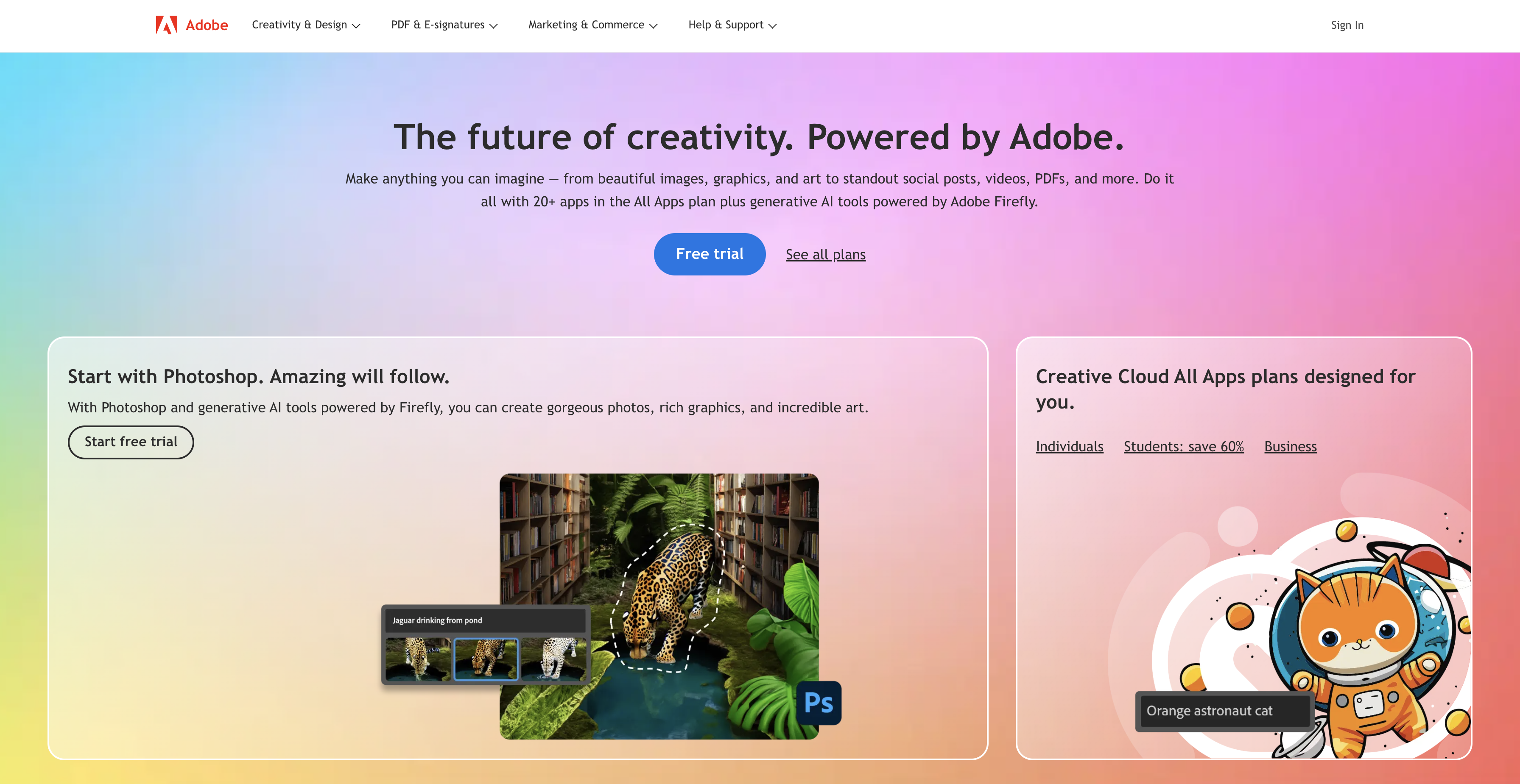 Adobe Creative Cloud Landing Page