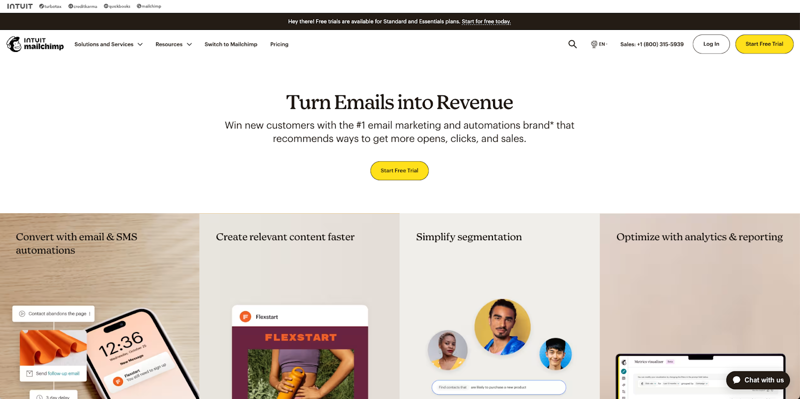 landing page of mailchimp