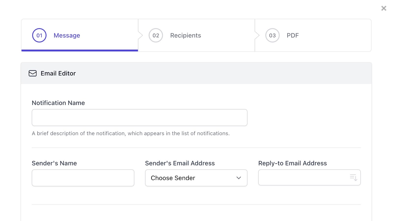A screenshot of the email notification settings menu