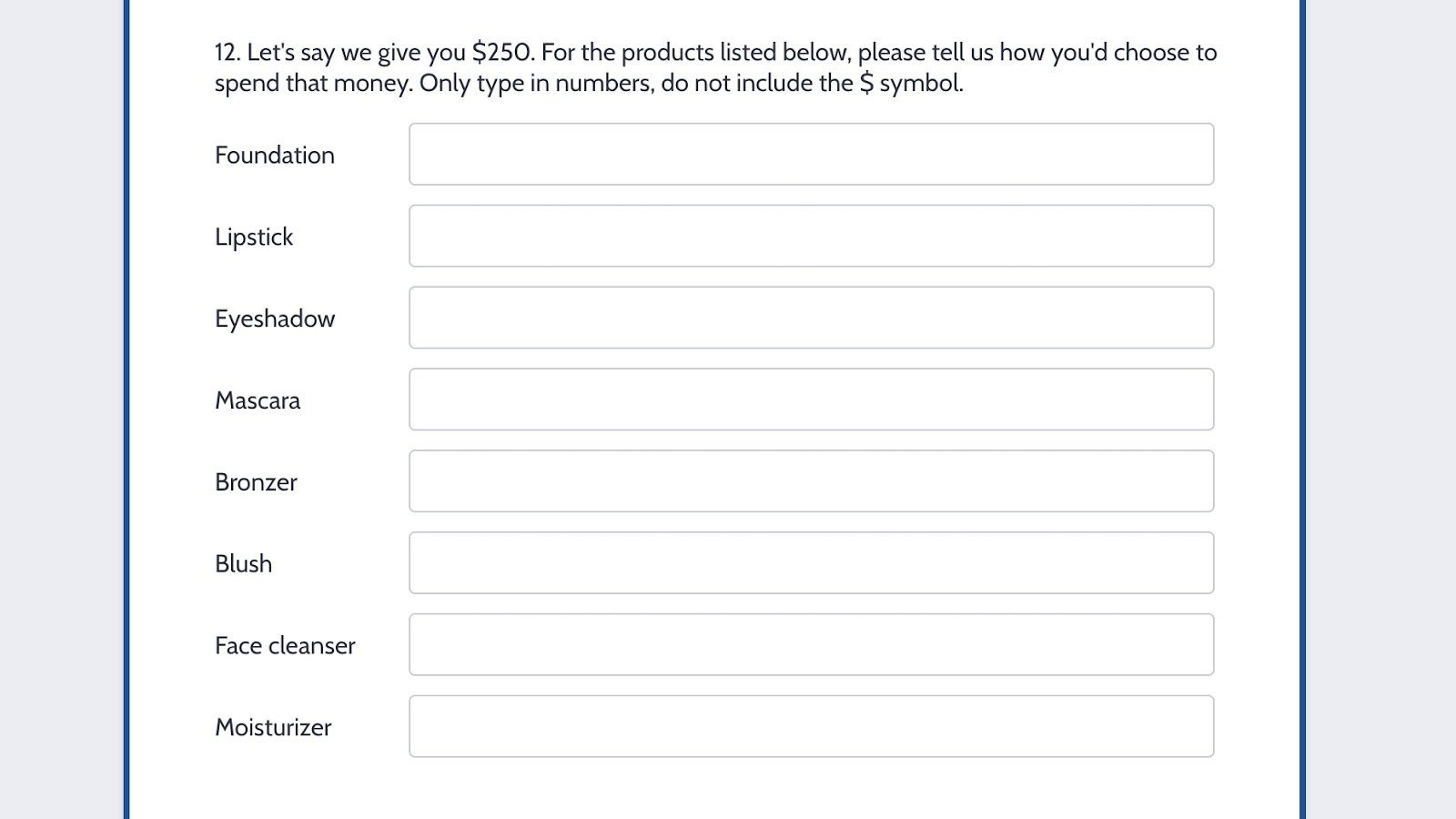 A screenshot showing an example of a custom sum question