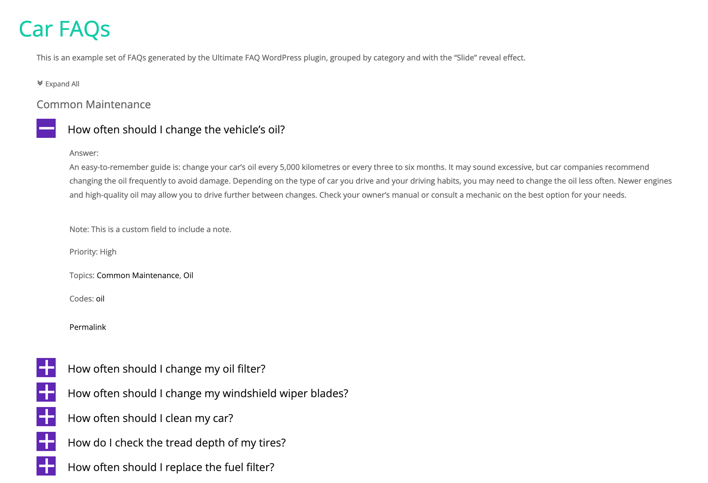 User Interface of Ultimate FAQ