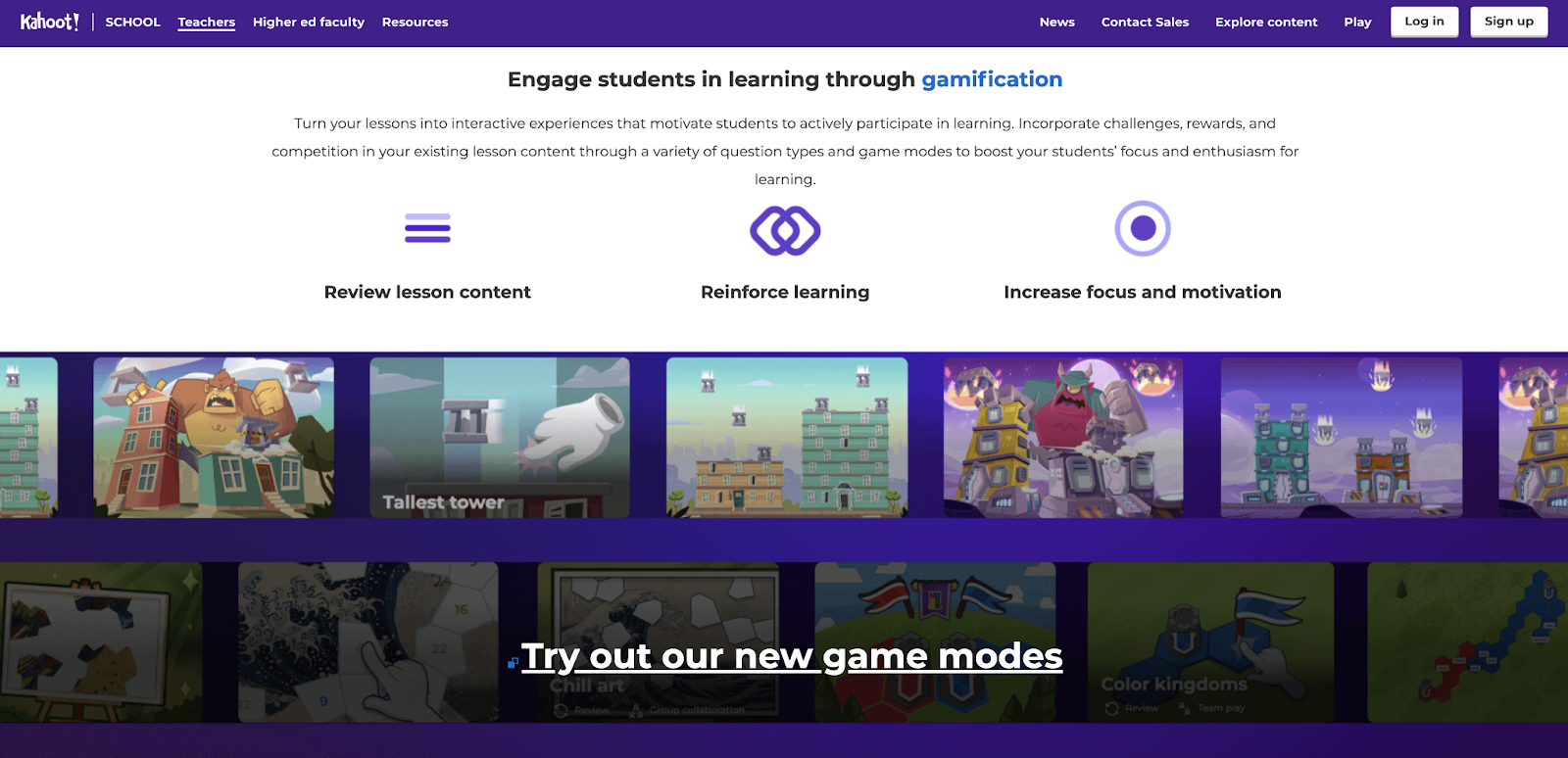 Landingpage von Kahoot!
