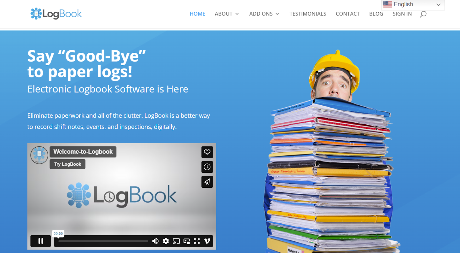 Landing Page von LogBook