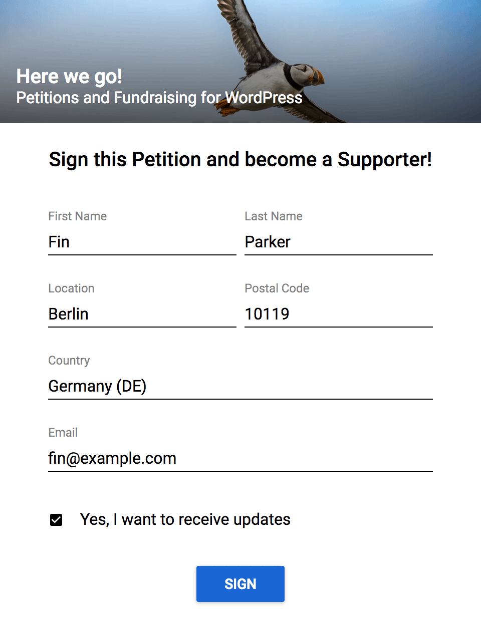 Civist Demo Petition Form