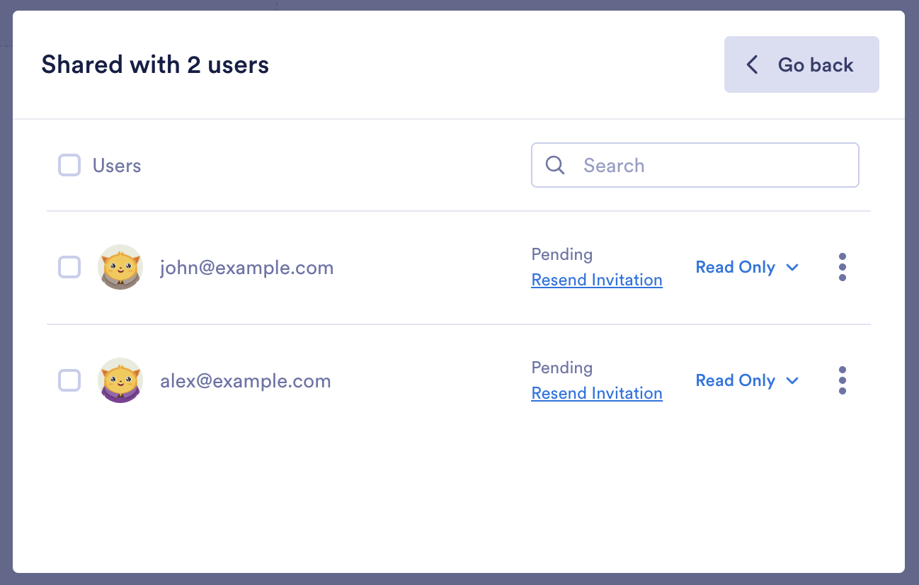Jotform Tables Invite by Email Feature Demonstrating Sharing With Two People