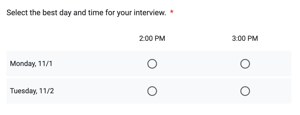 select the best day and time for your interview
