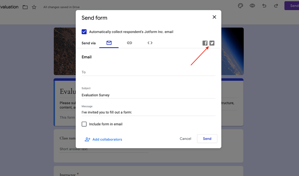 send form options