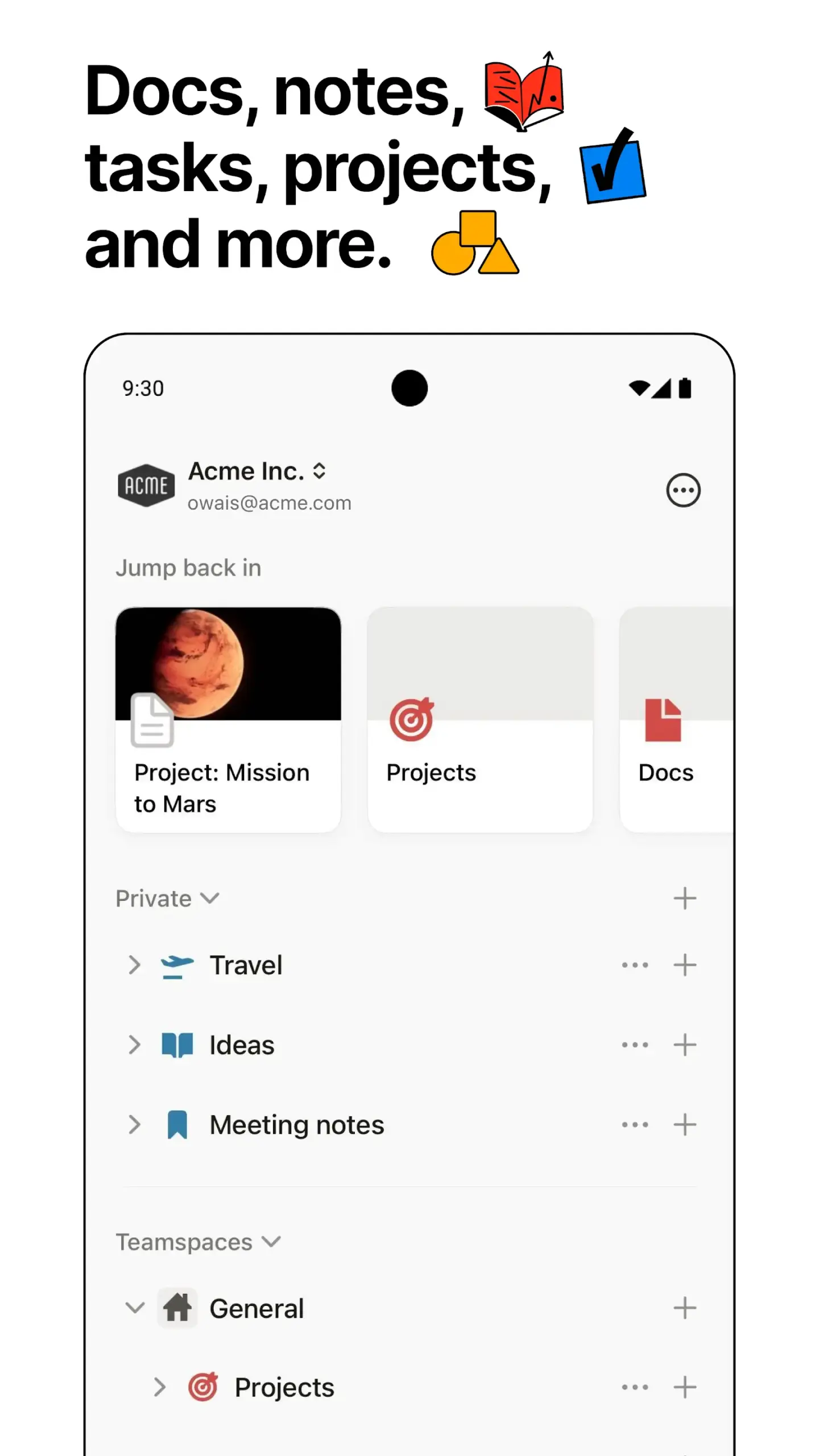 User Interface of Notion
