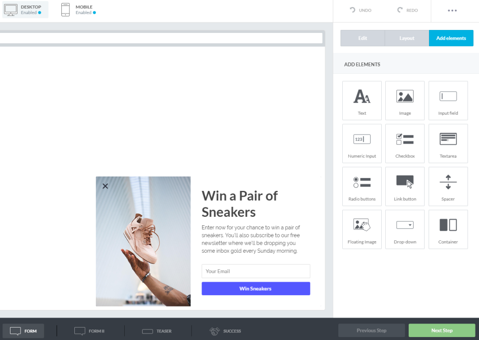 User Interface of Sleeknote