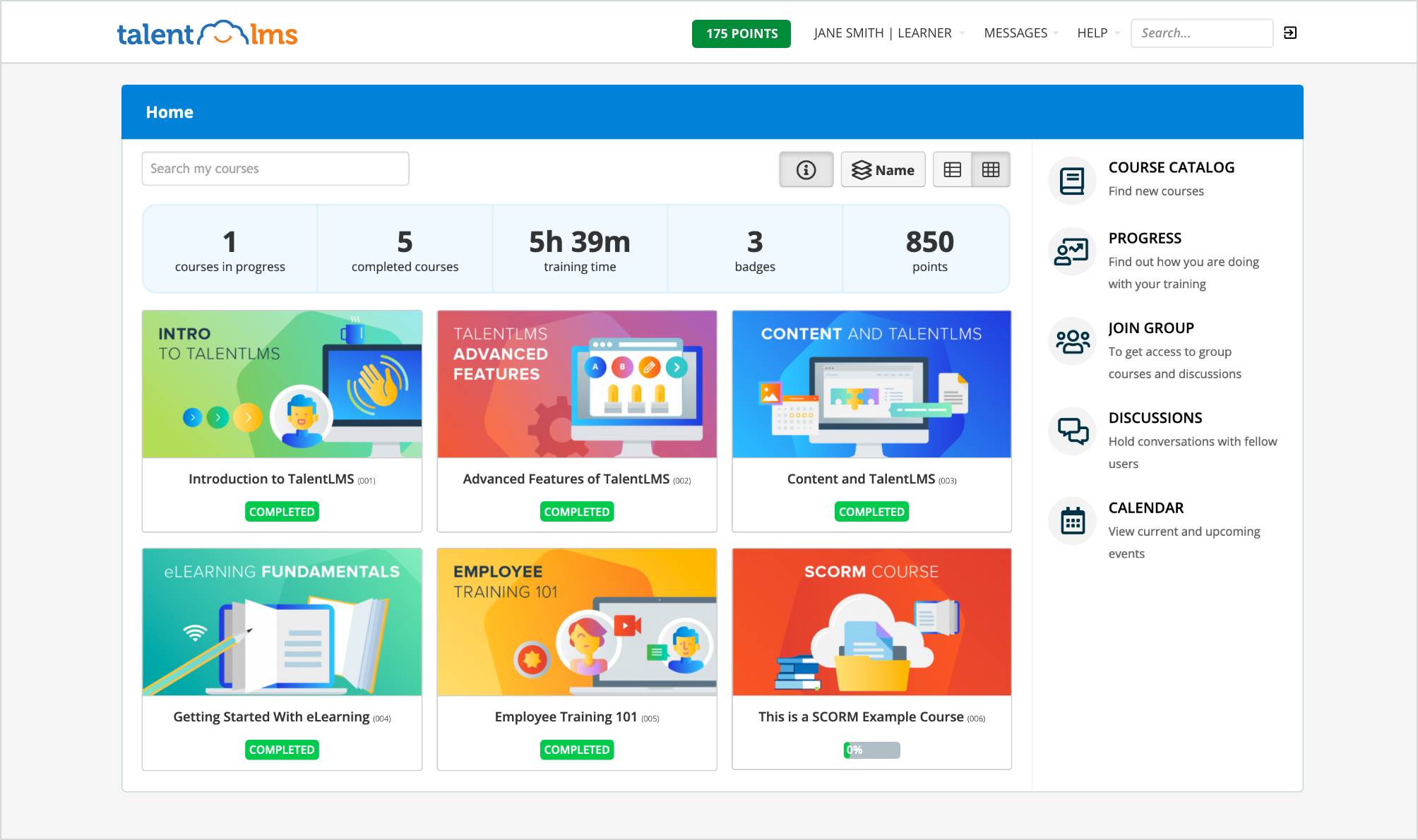 User Interface of TalentLMS
