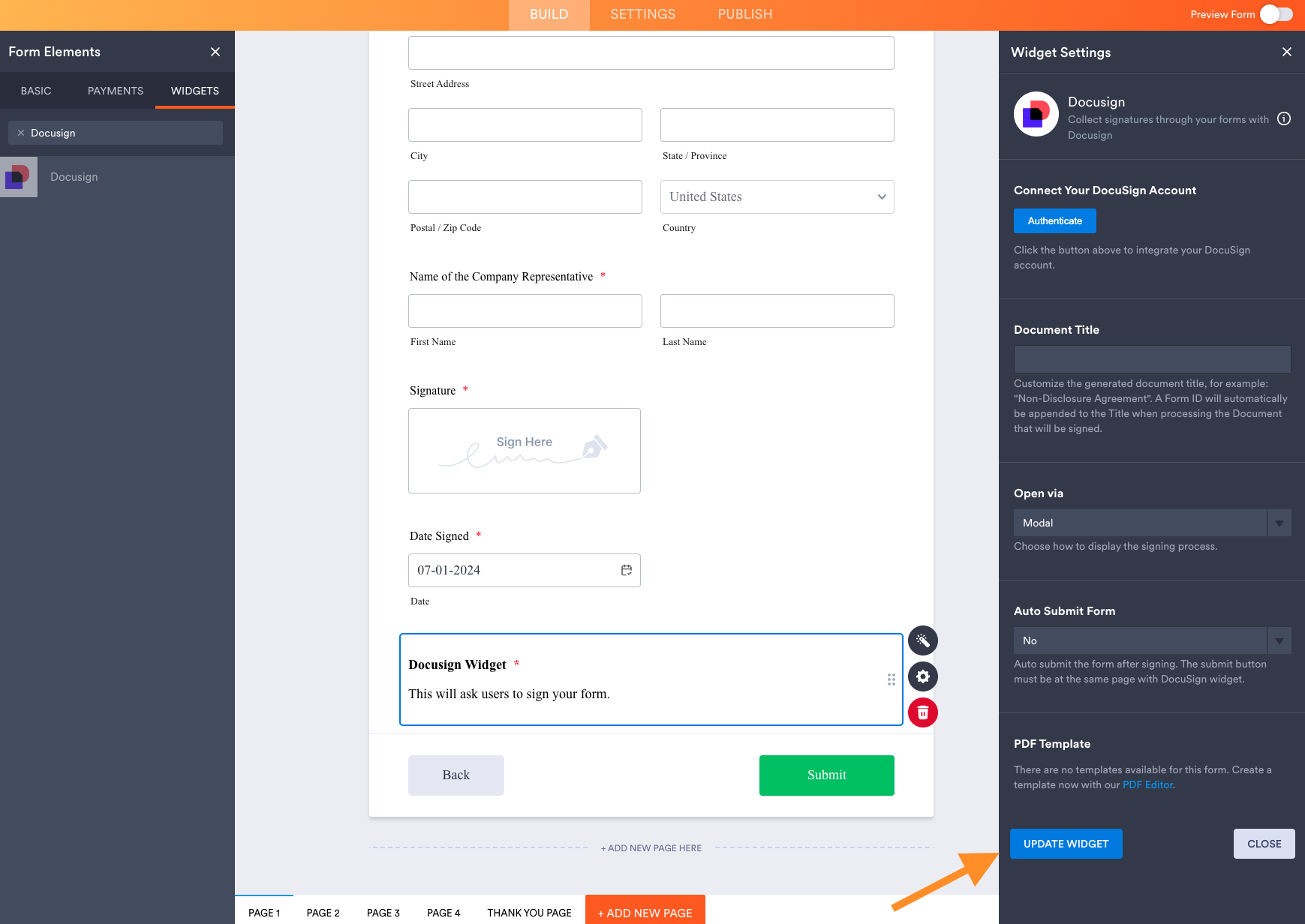 Ask Users to sign your form