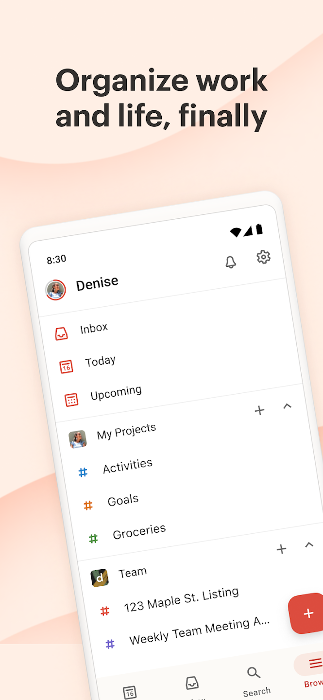 Benutzeroberfläche von Todoist