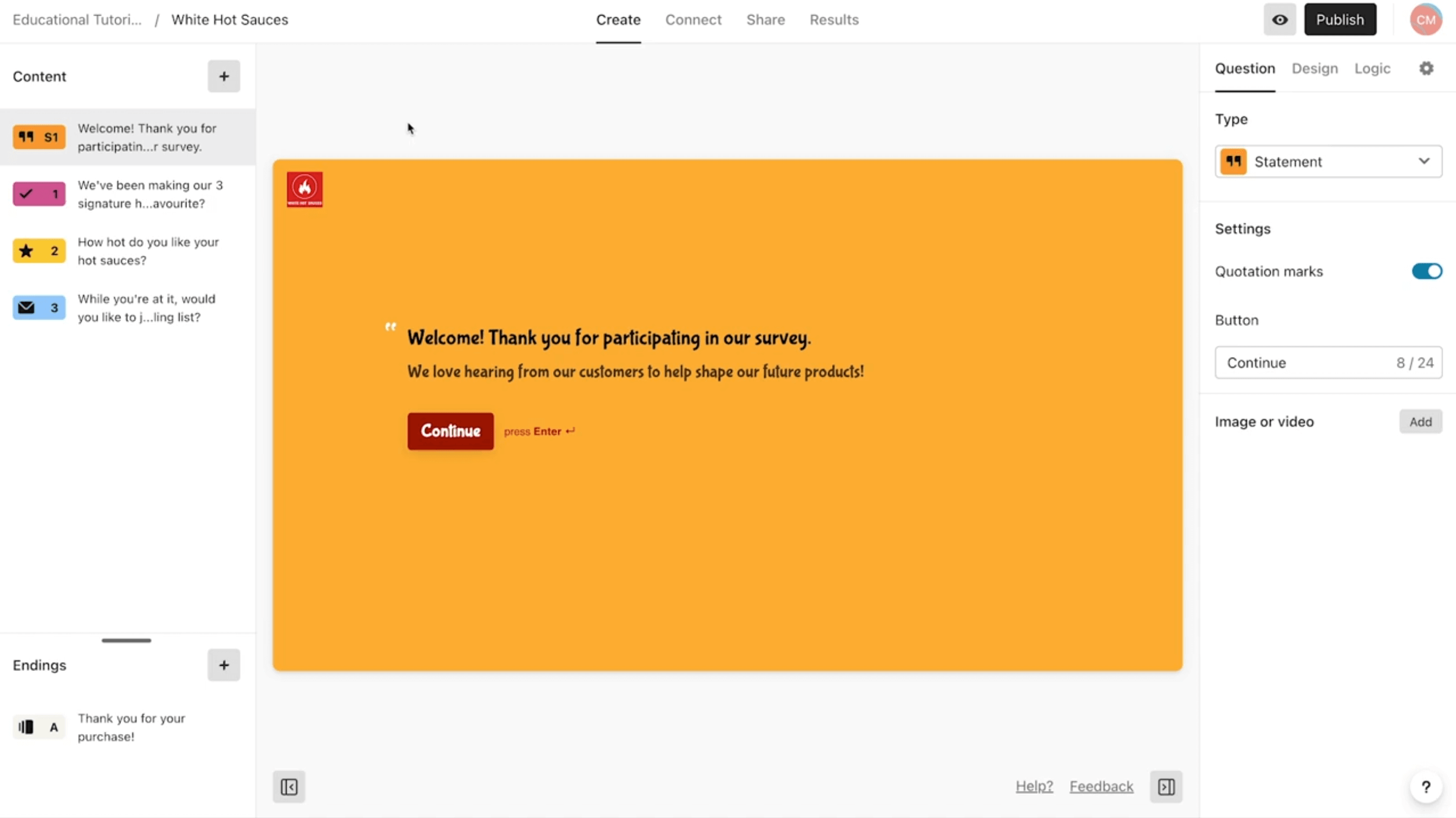 User Interface of Typeform