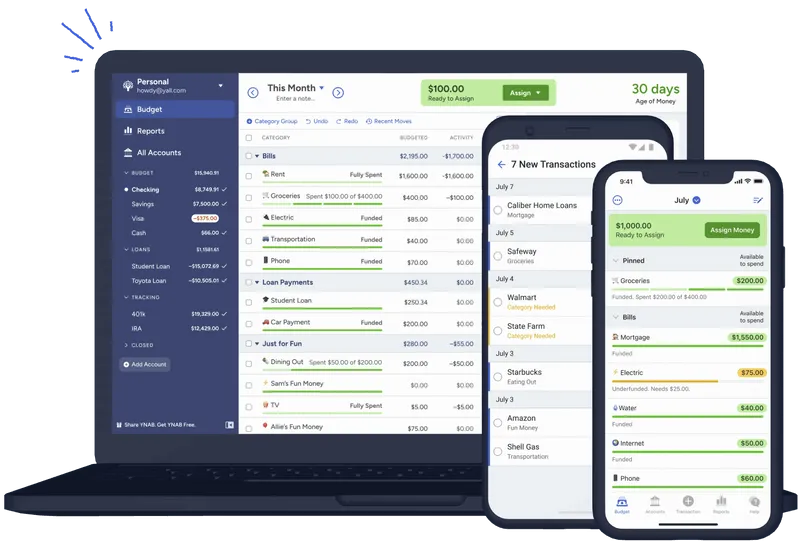 User Interface of YNAB
