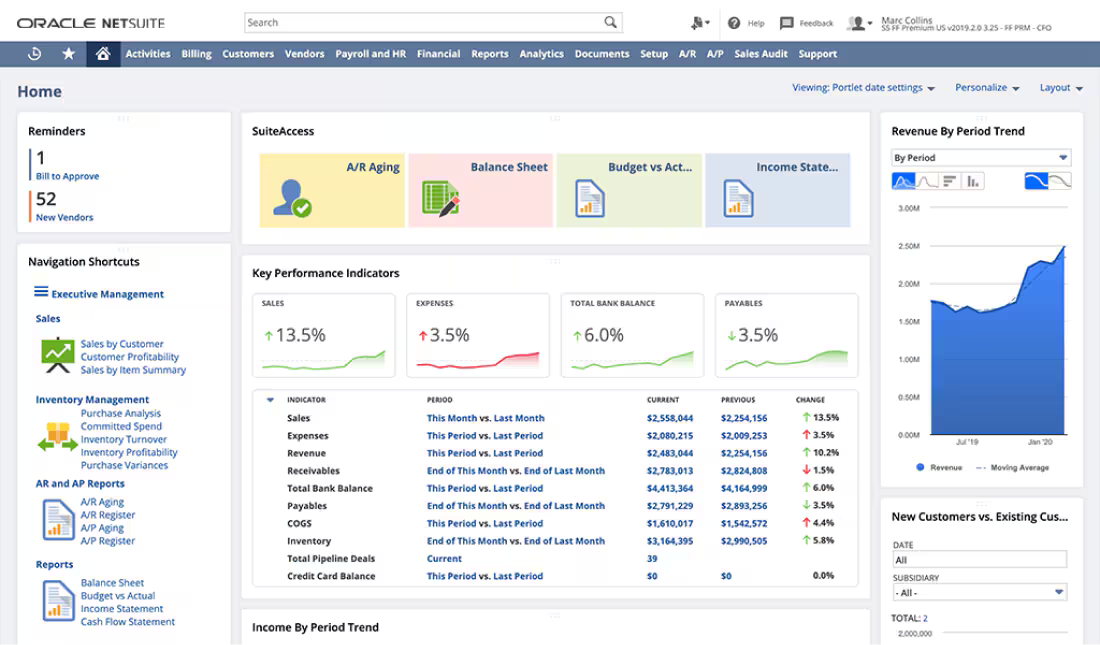 user interface of netsuite