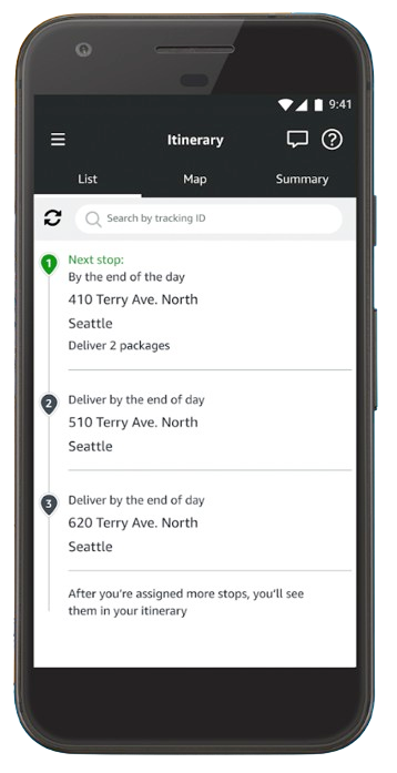 User Interface of Amazon Flex