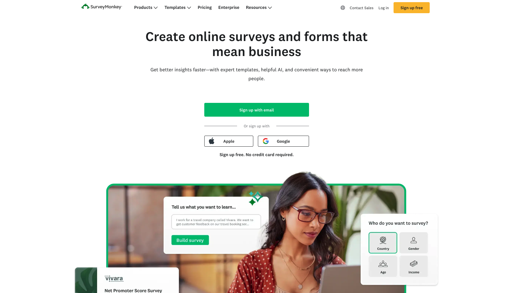 SurveyMonkey Landing Page