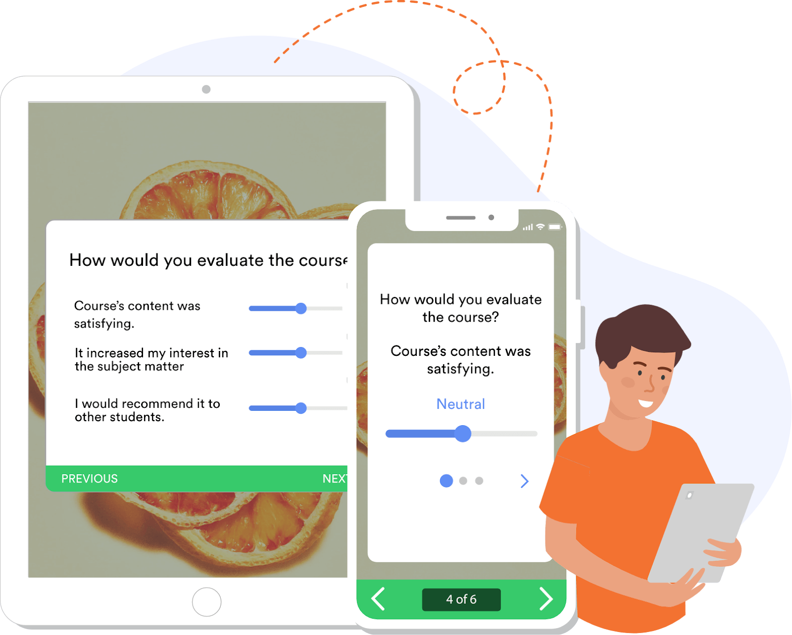 Graphic showing an example of a feedback form that uses a card layout