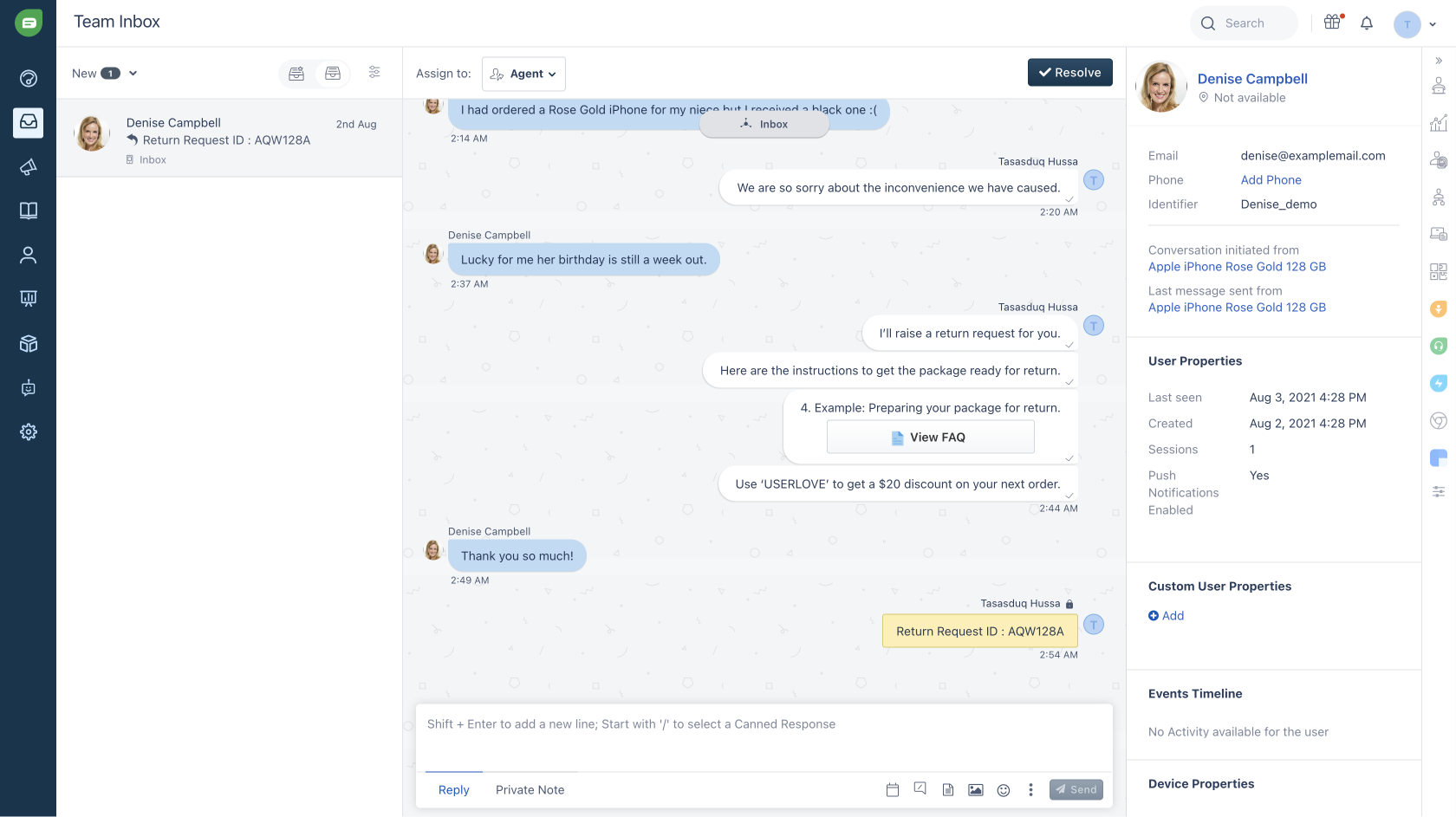 Freshchat user interface