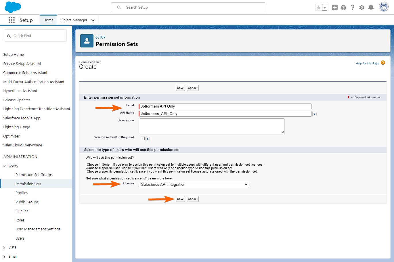 Salesforce new permissions set information