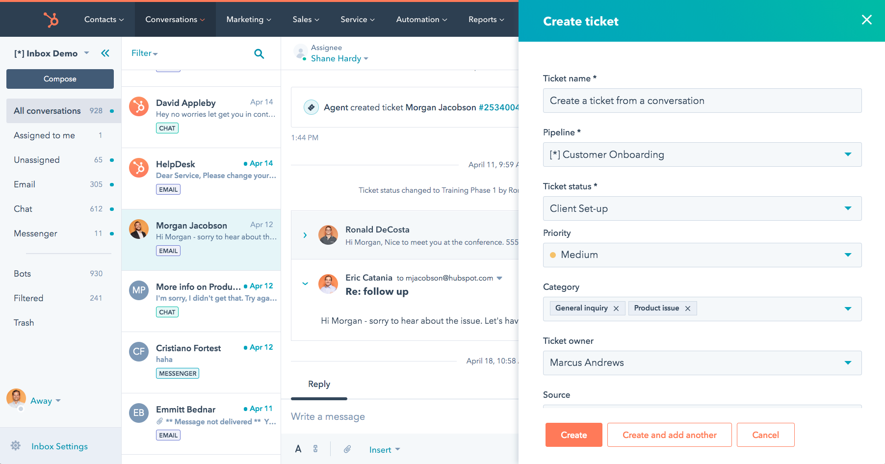 User Interface of HubSpot Service Hub