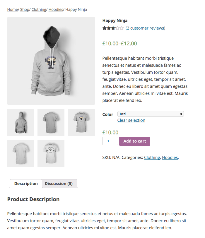 A Single Product Page in WooCommerce