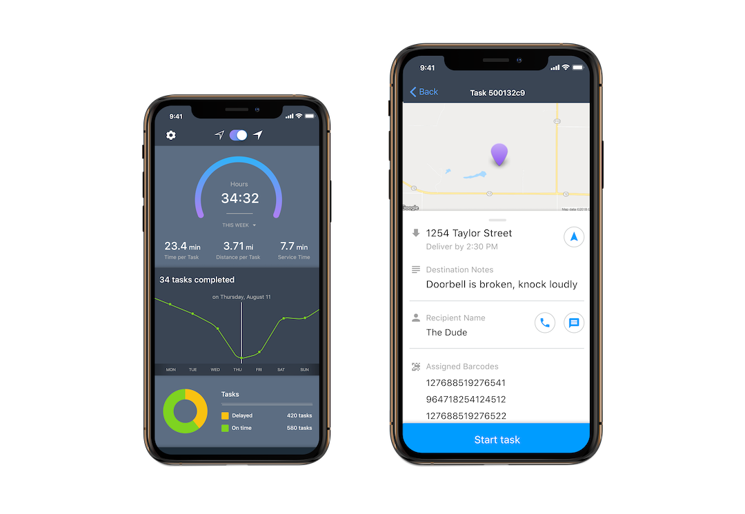 User Interface of Onfleet
