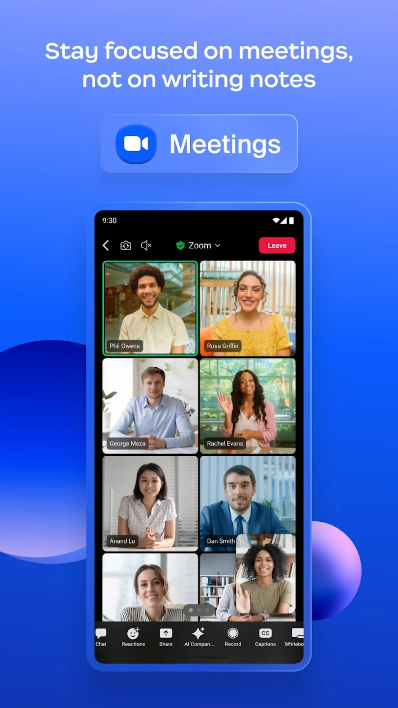 User Interface of Zoom on a Smartphone