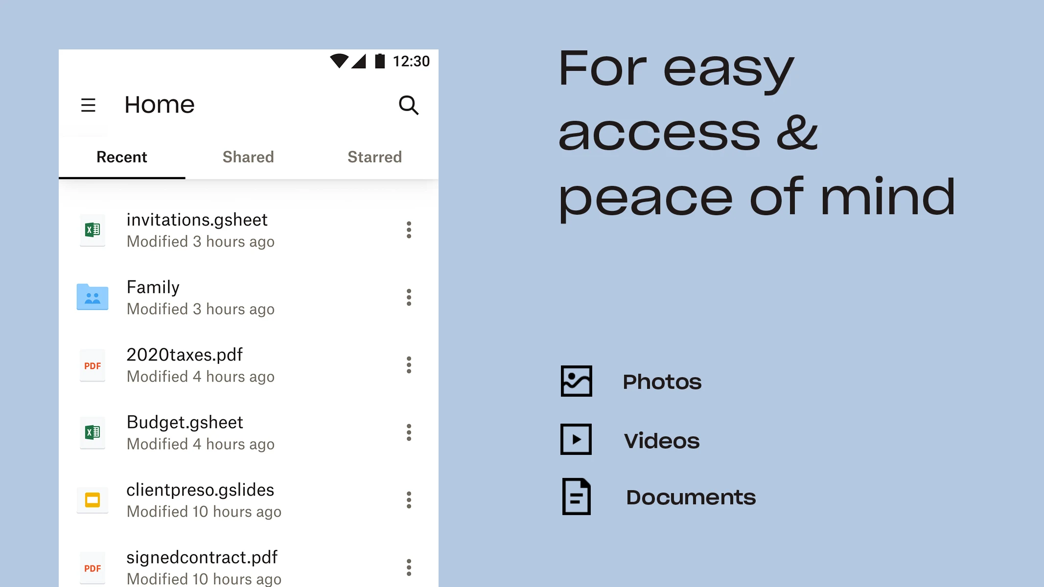 User Interface of Dropbox