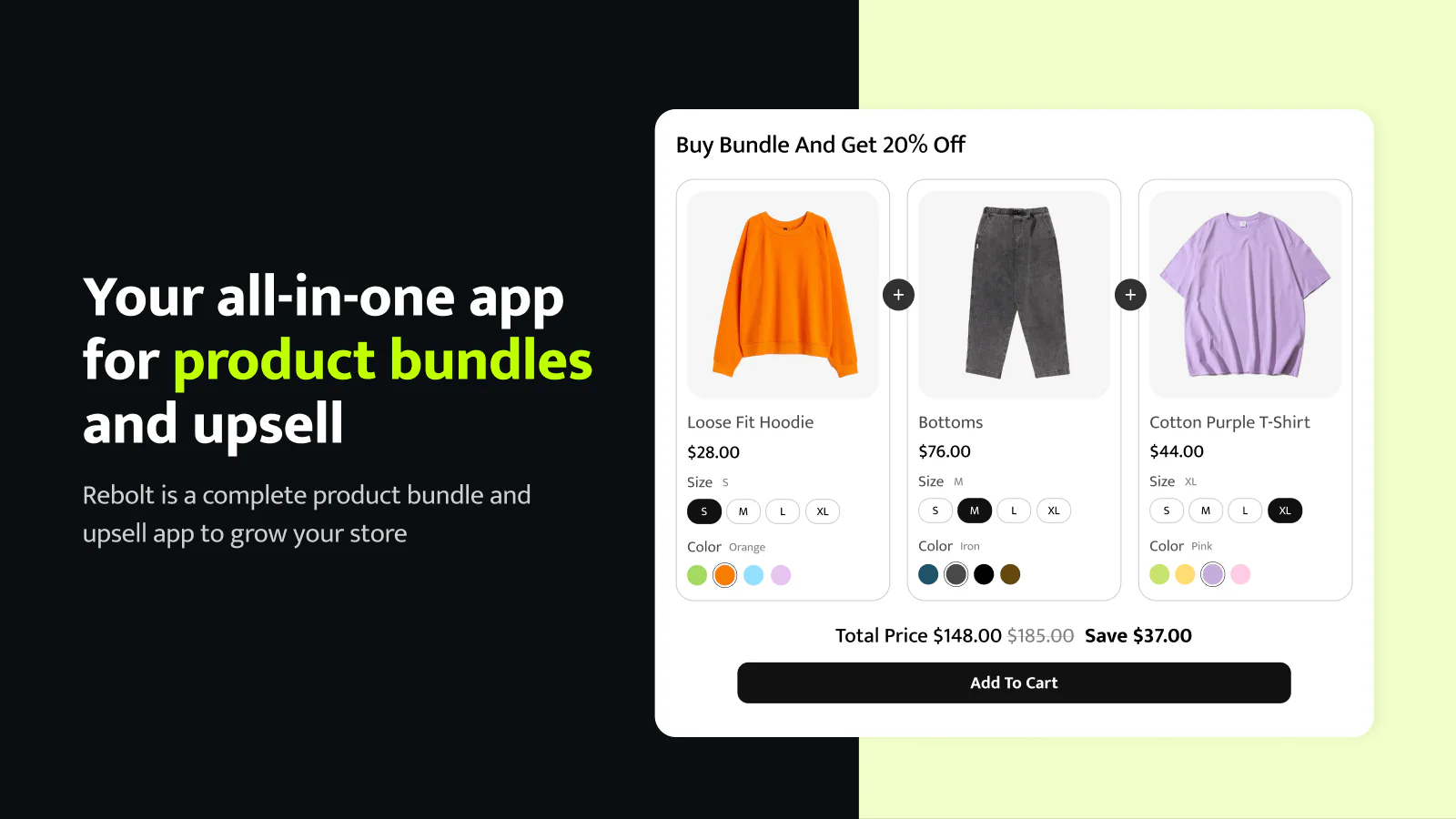User Interface of Rebolt - Bundle Products