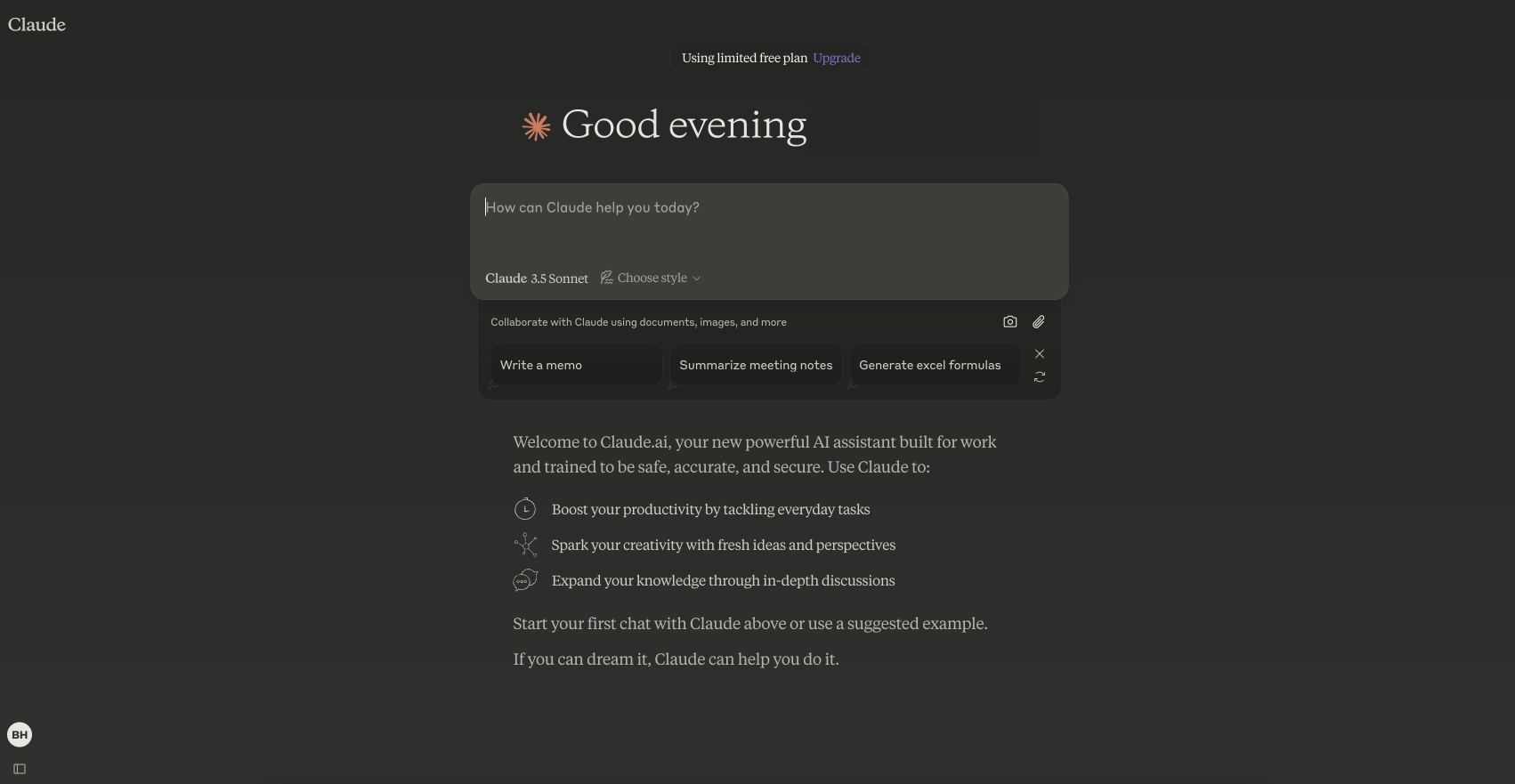 Claude interface