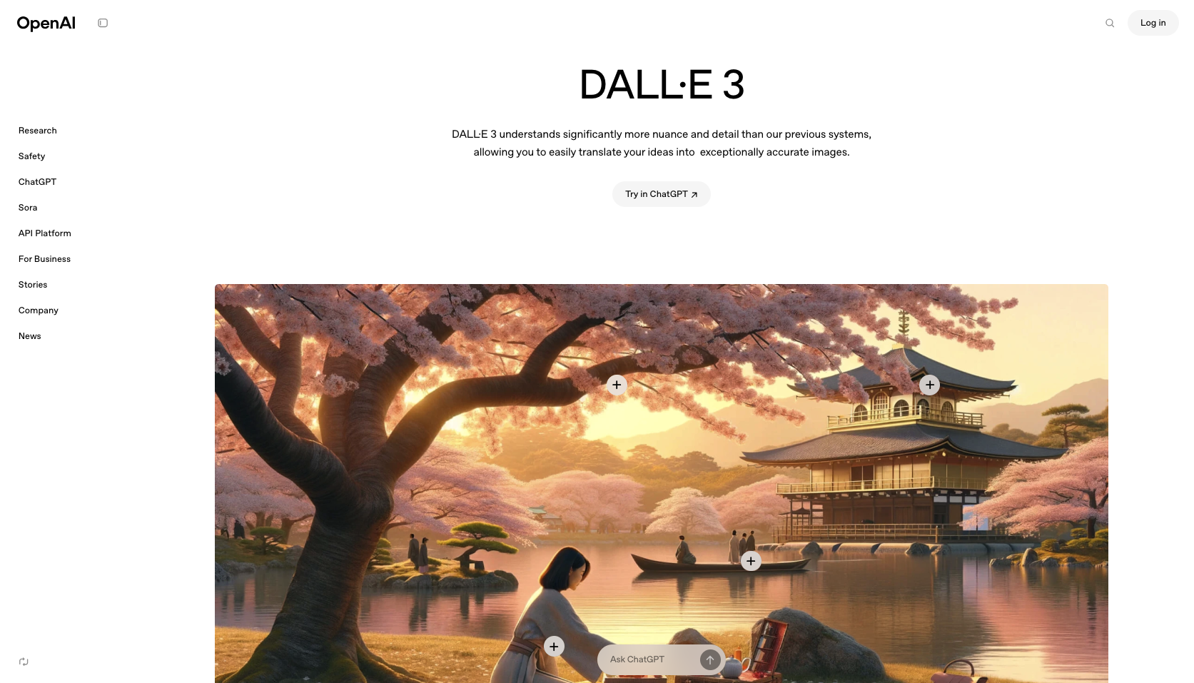 Landing Page of DALL·E 3