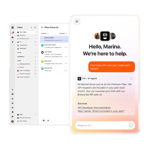User Interface of Intercom Chatbot
