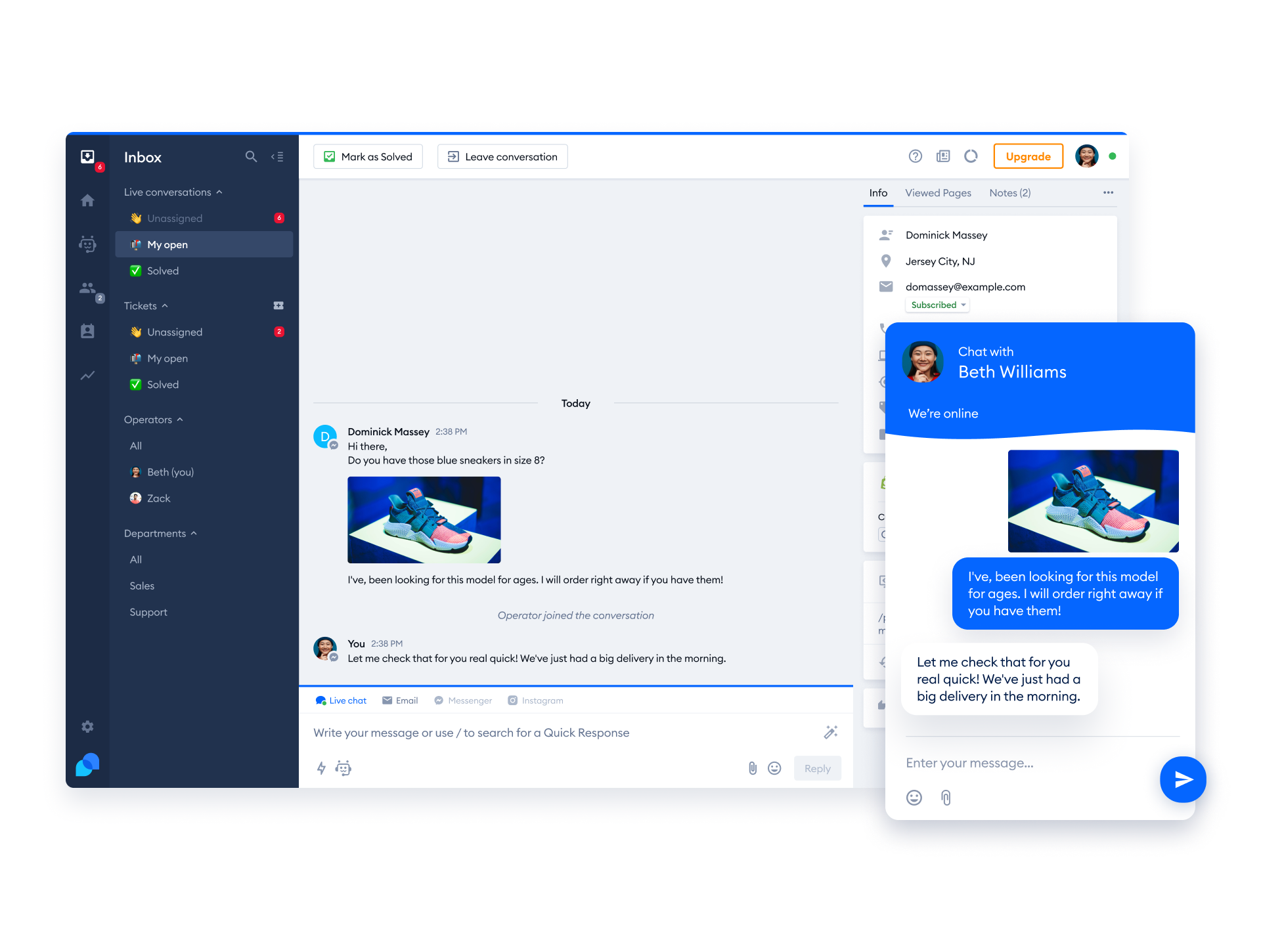 Tidio user interface