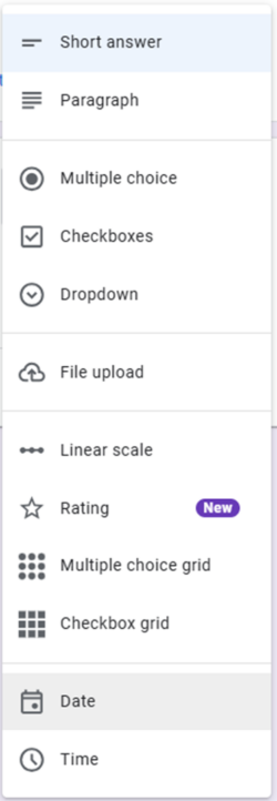 Google Forms Multiple Question Types