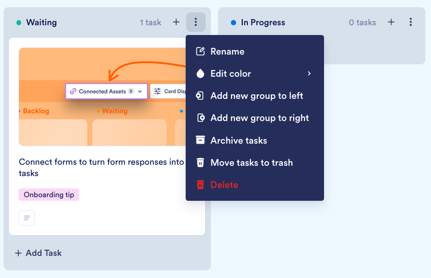 Clicking on the three-dot icon inside the group pane and viewing the options