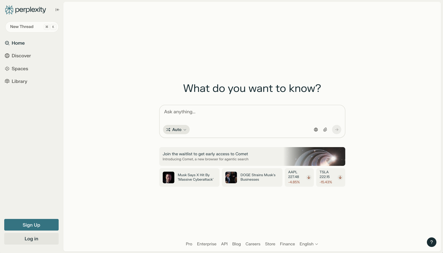 Perplexity AI Chat Page