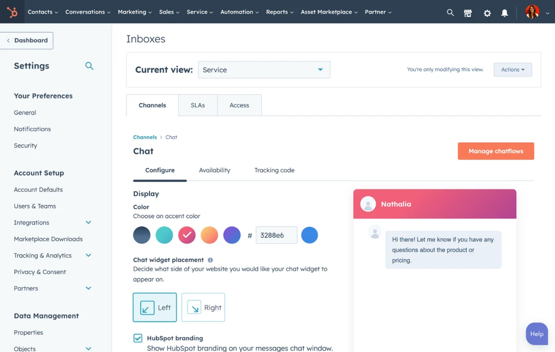 HubSpot Service Hub user interface