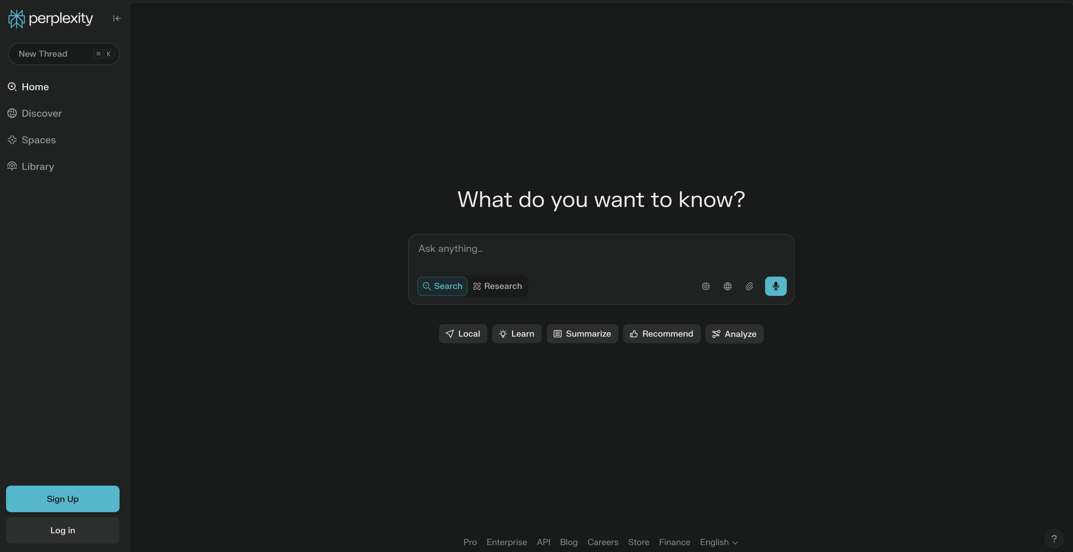 Perplexity user interface