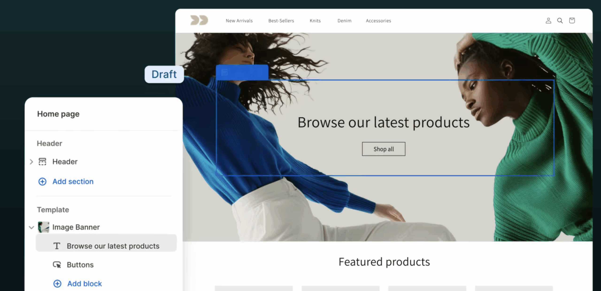 Shopify user interface