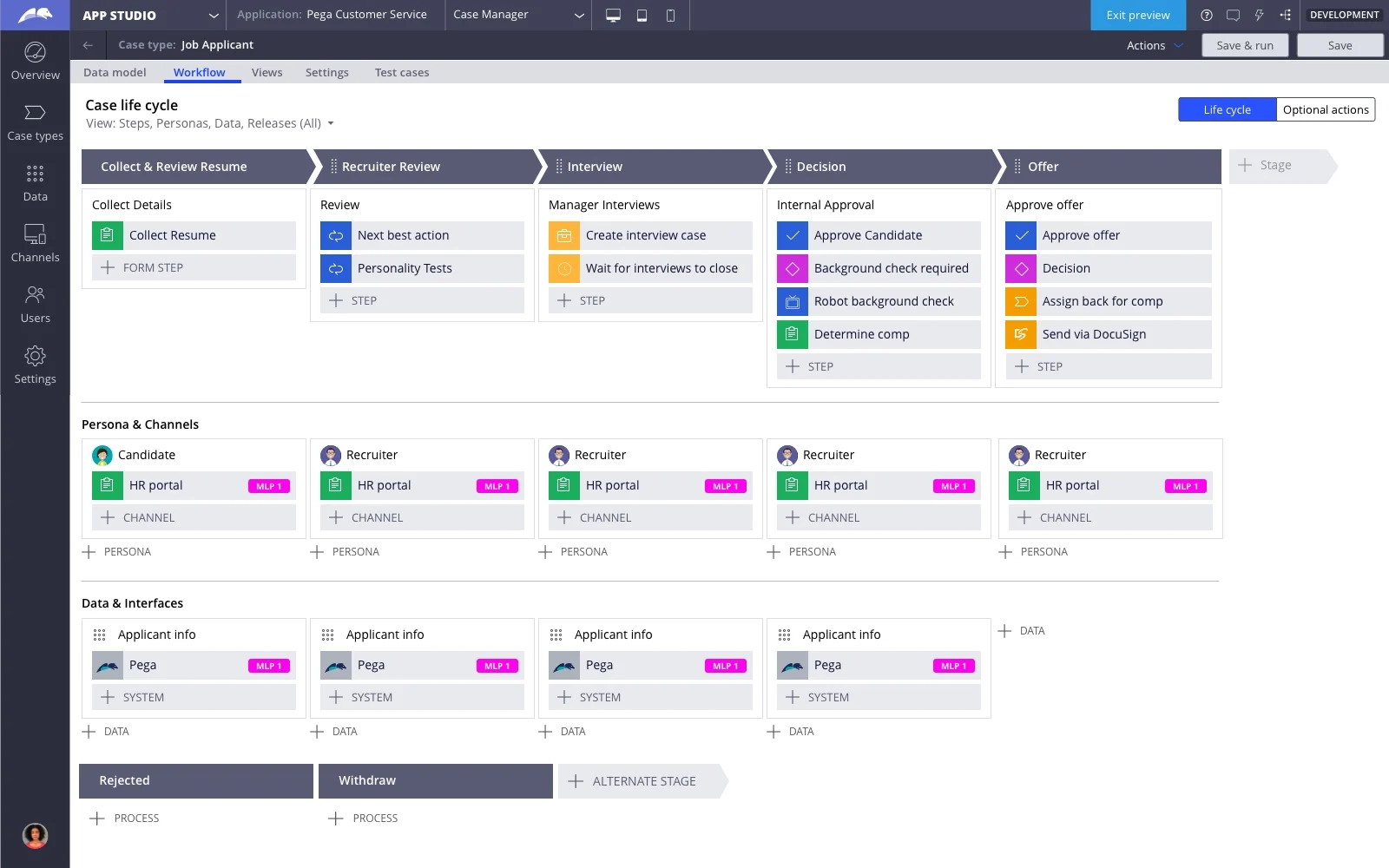 User Interface of Pega