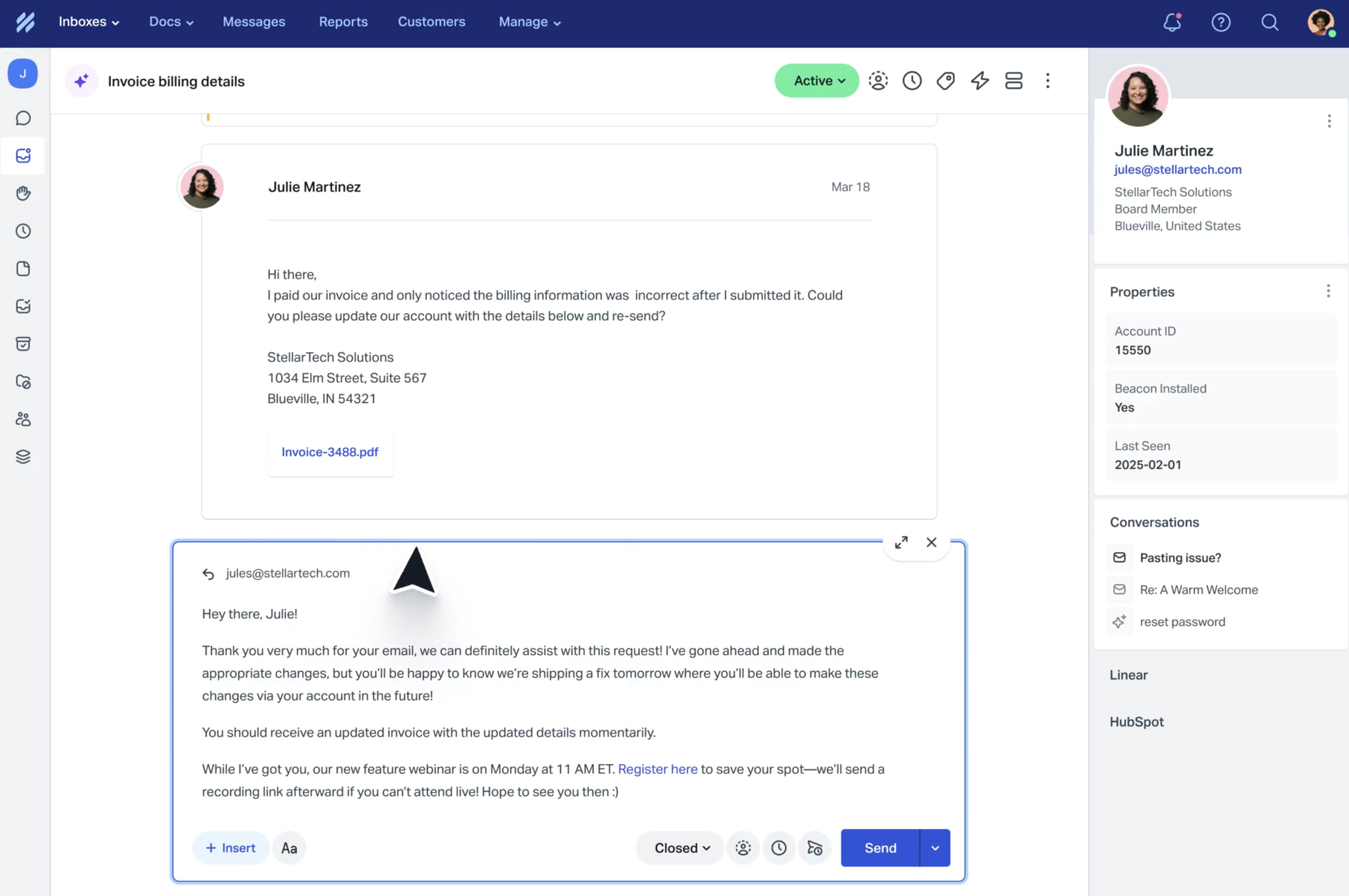 Help Scout user interface