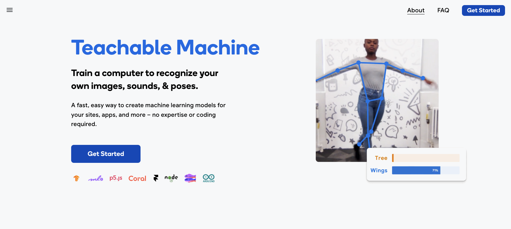 Teachable Machine Landing Page