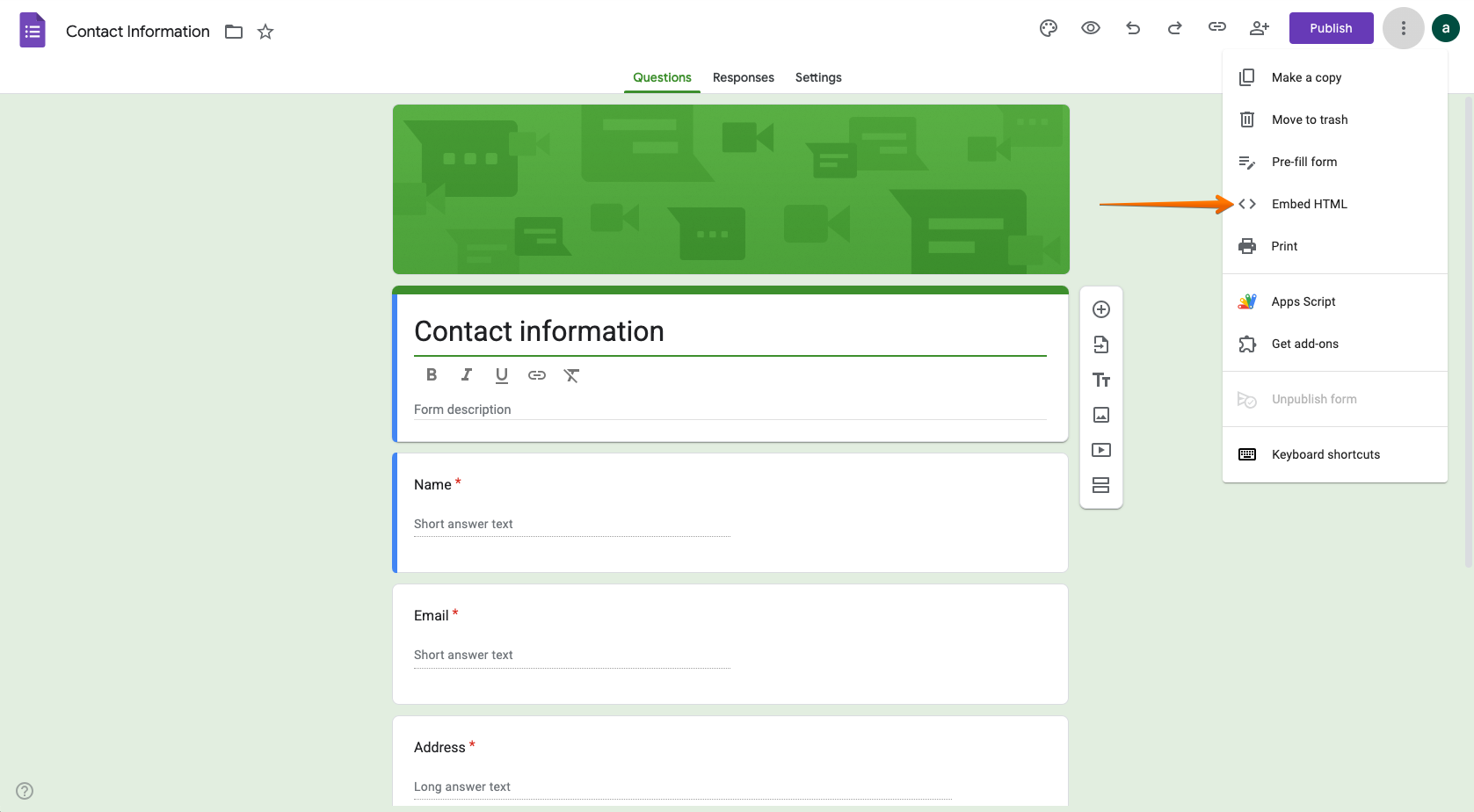 Google Forms Embed HTML