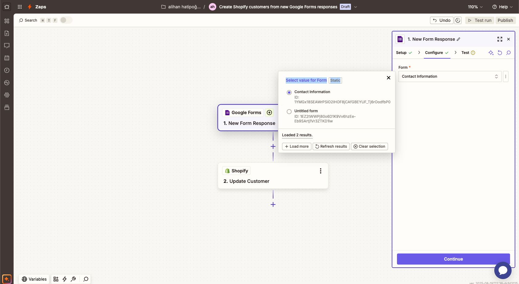 Zapier Google Forms Form Selector
