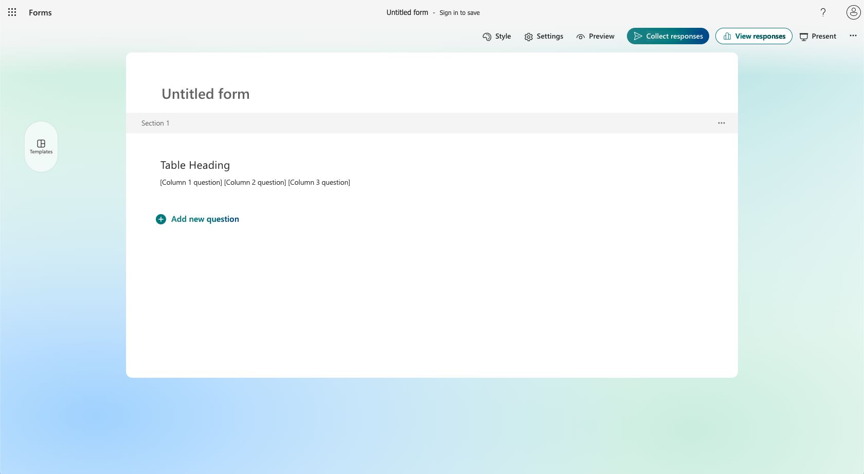 Microsoft Forms Section Element