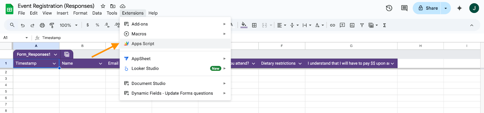 Google Forms Apps Script Extension