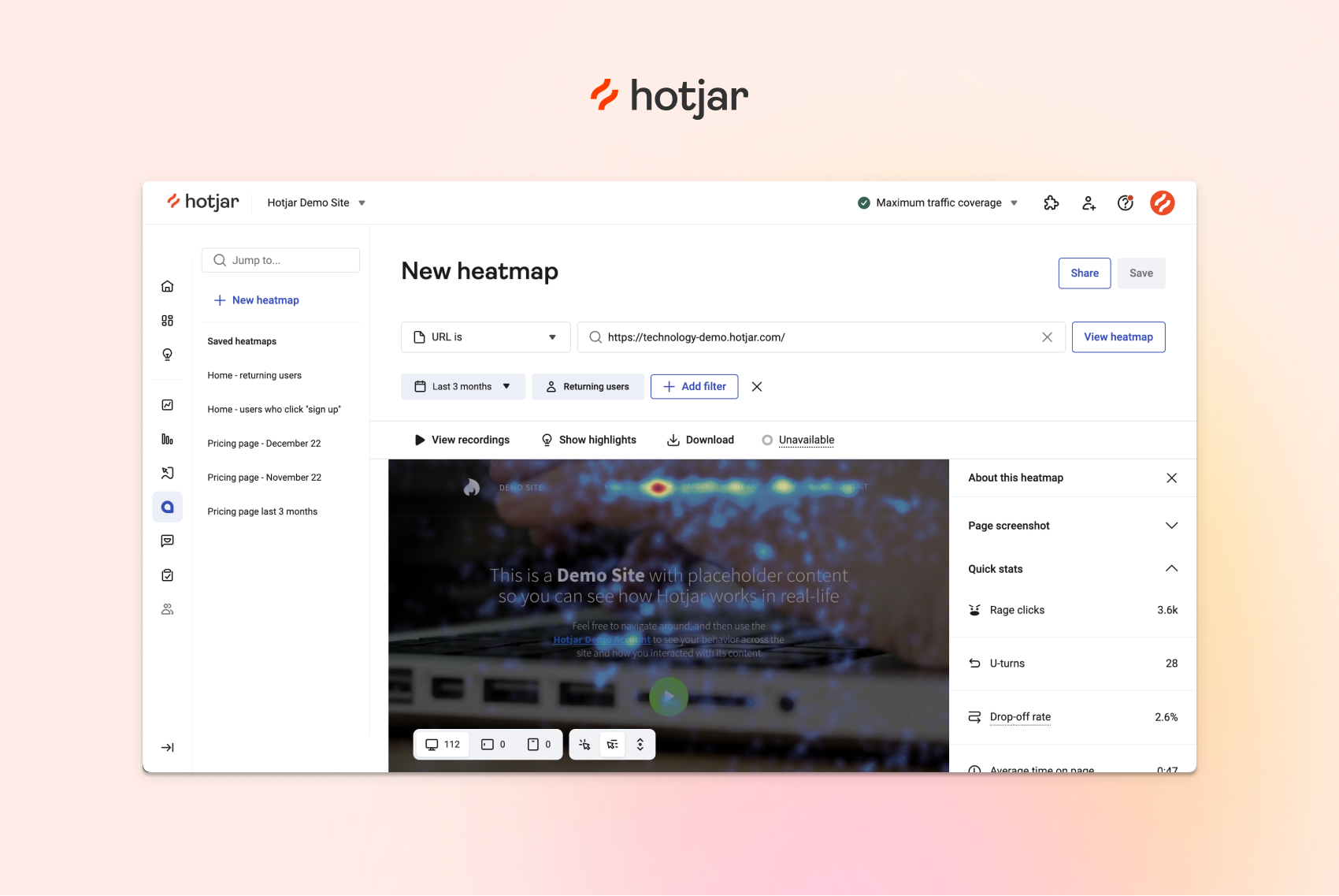 Hotjar Main Menu