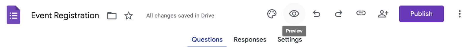 Google Forms Preview Button