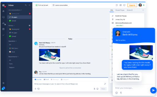 Interface utilisateur de Tidio
